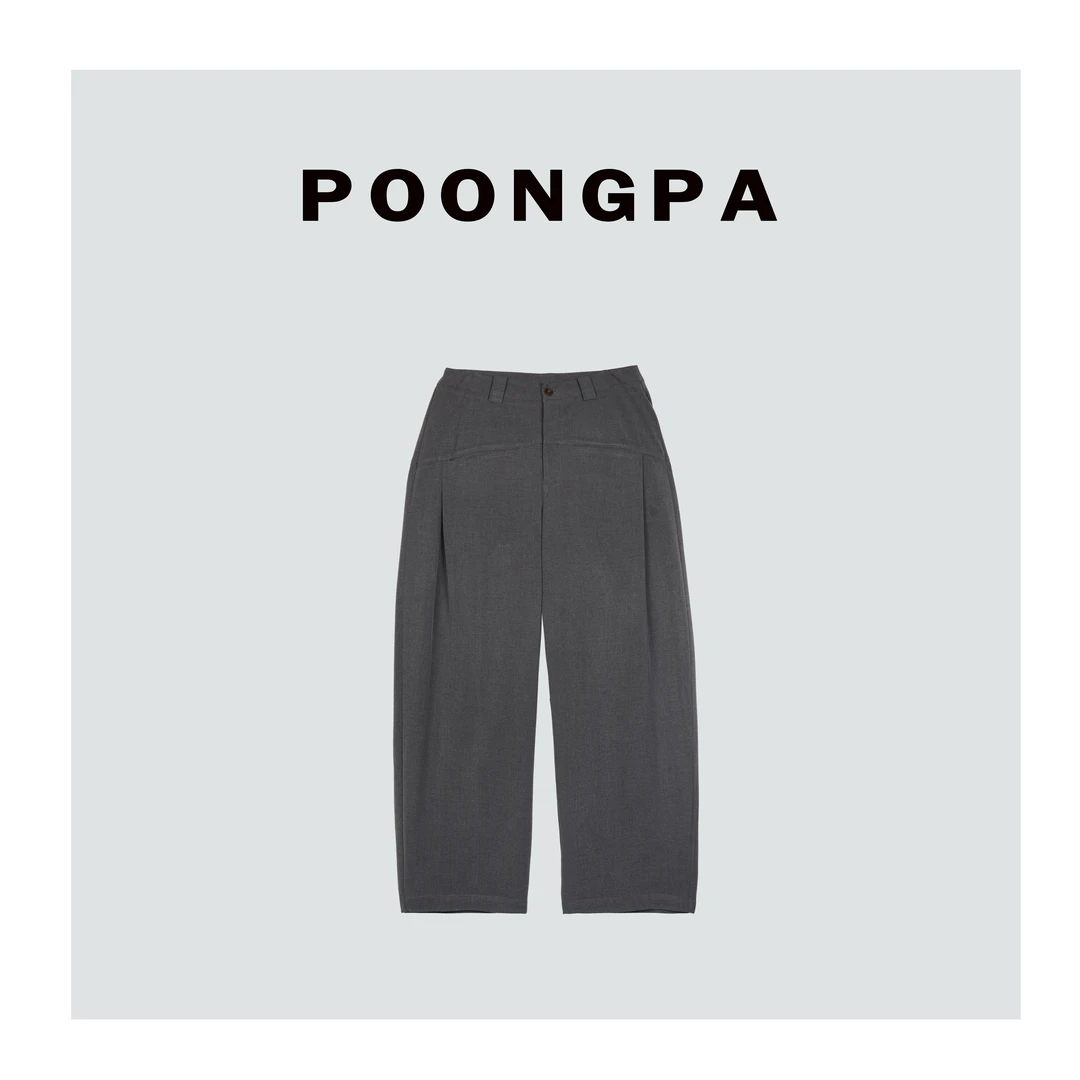 POONGPA/“松弛至简”老钱从容阔版平腰西裤/小众设计中大码显瘦