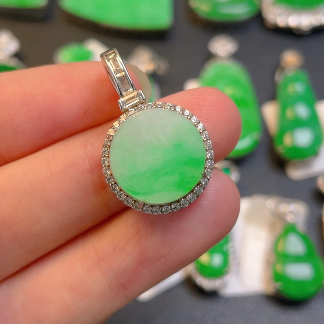 翡翠银S925镶嵌吊坠(不含链)