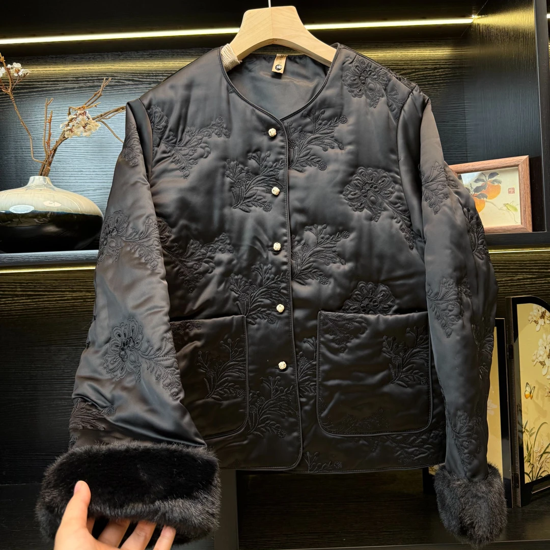 中式改良复古气质刺绣棉服外套3107