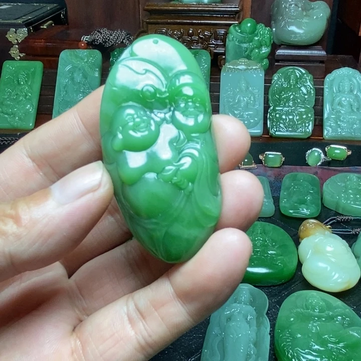 和田玉（碧玉）未镶嵌挂件康**1