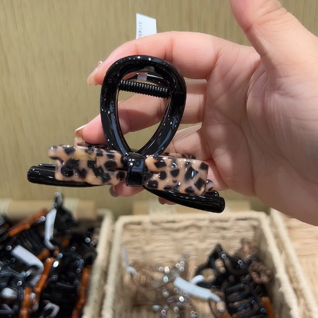非金属无醋酸豹纹蝴蝶结半抓