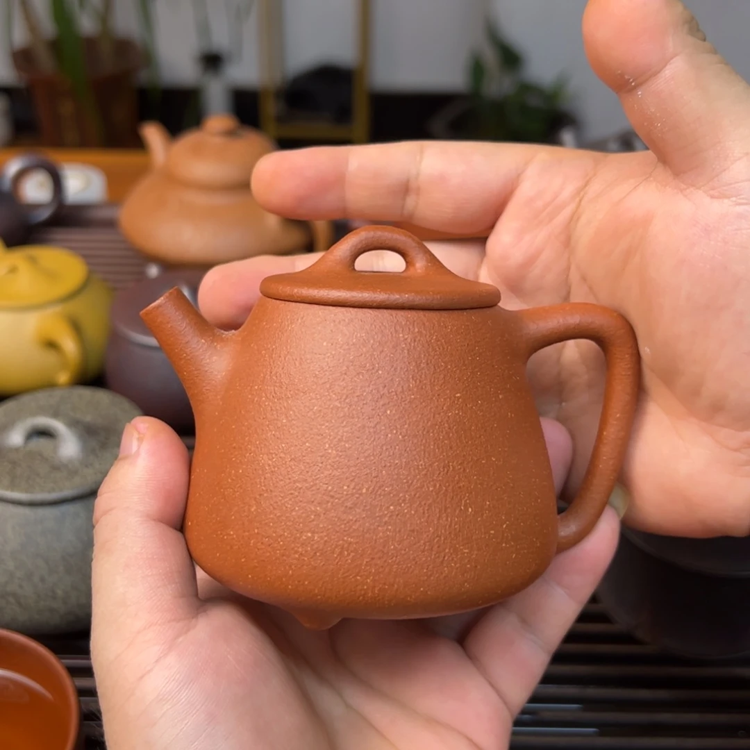茶壶紫砂99纯红降坡高石瓢