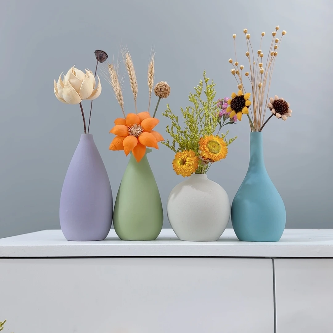 摆件陶瓷小花瓶含花总含花20-30cm