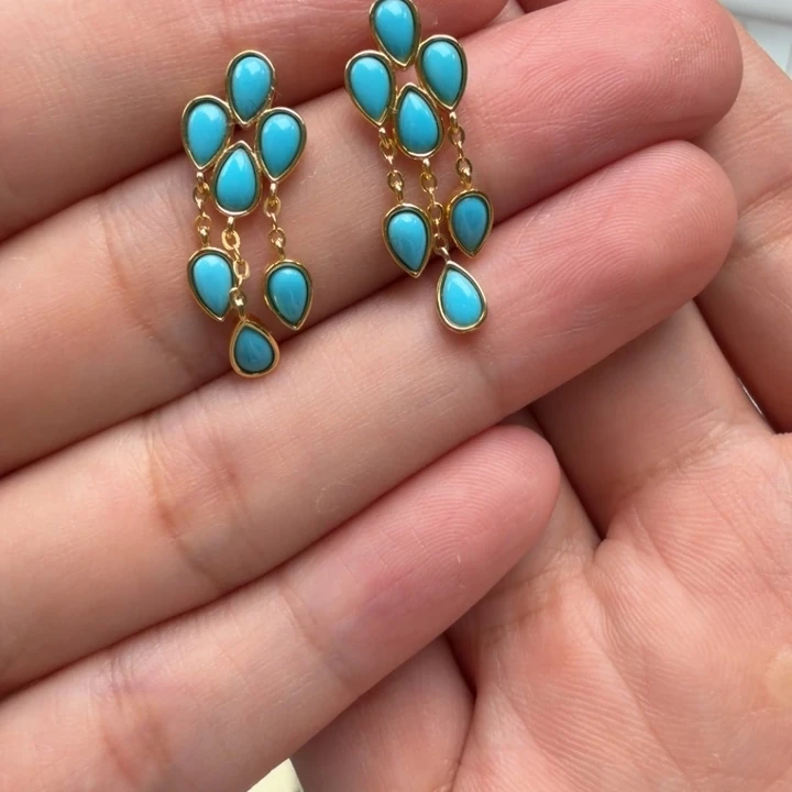 小***。绿松石银S925镶嵌耳饰