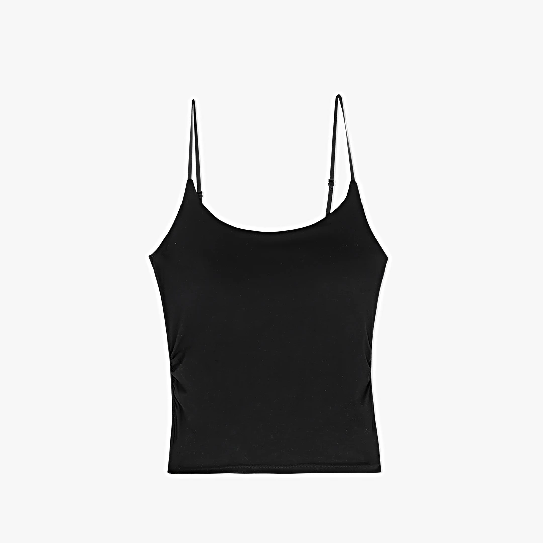 菠萝宝宝yuna【亲肤衣】褶皱收腰带薄杯垫内衣背心64-3349