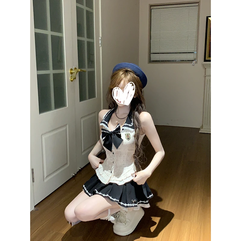 纯欲风辣妹套装女无袖背心收腰上衣半身裙两件套2025夏季新款女装