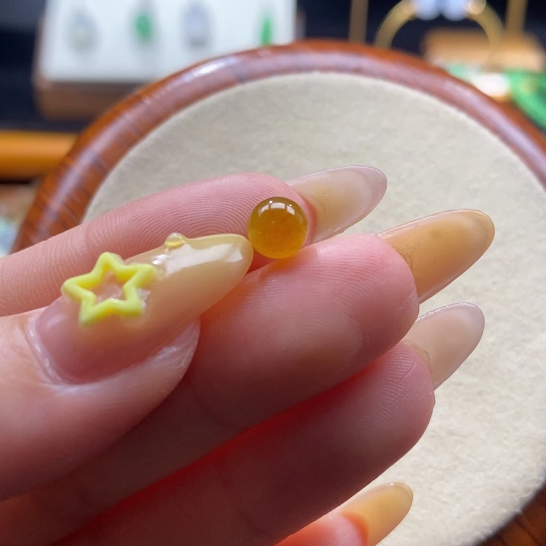 翡翠未镶嵌颈饰翡翠冰黄红翡珠卡6.2mm