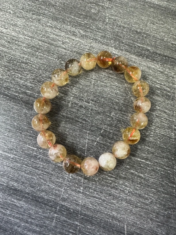 天然黄阿塞水晶单圈手串