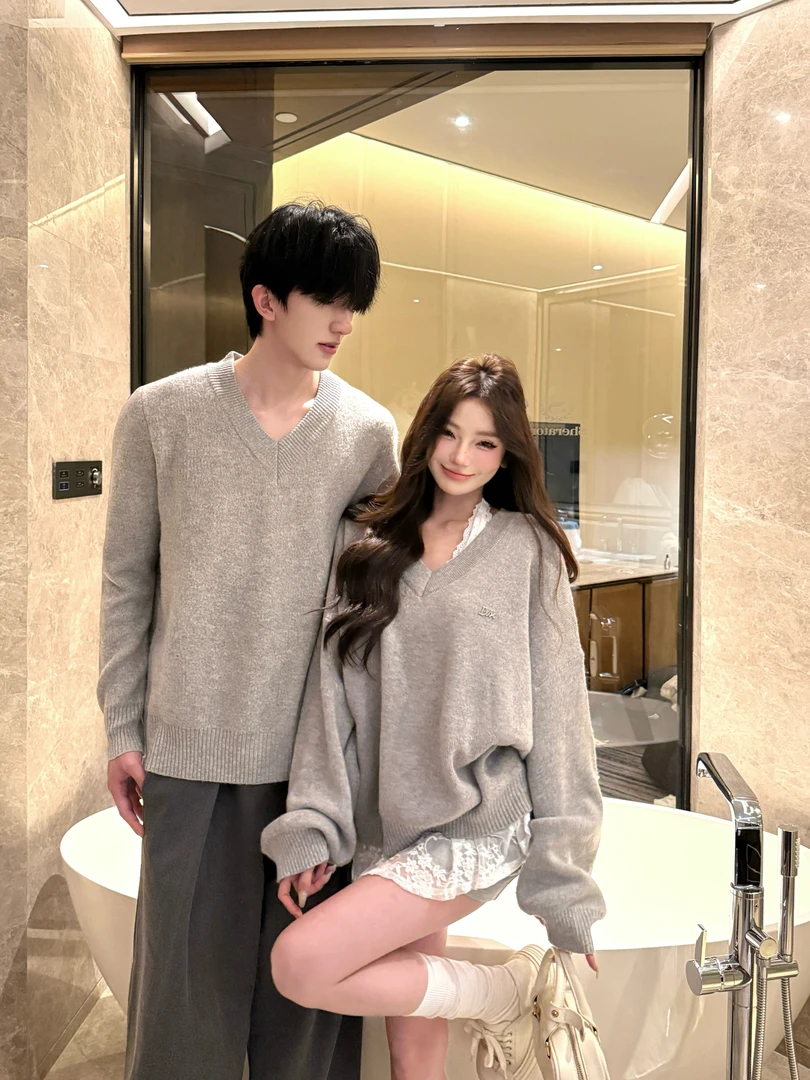 情侣装秋冬季蕾丝内搭毛衣常规针织衫保暖宽松型针织