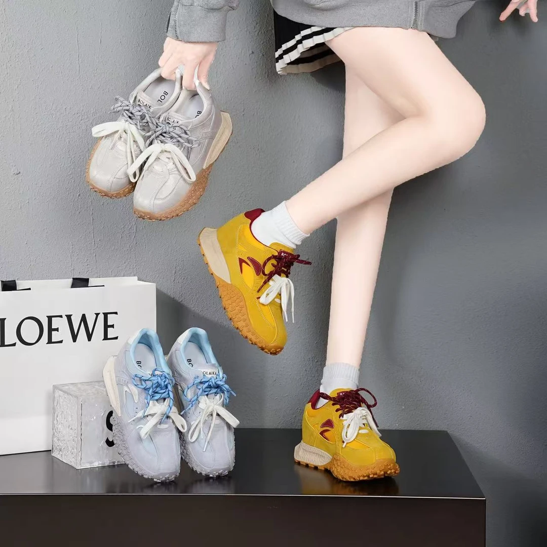 7cm内增高德训鞋女厚底春夏爆款Miu系阿甘鞋小个子休闲运动鞋