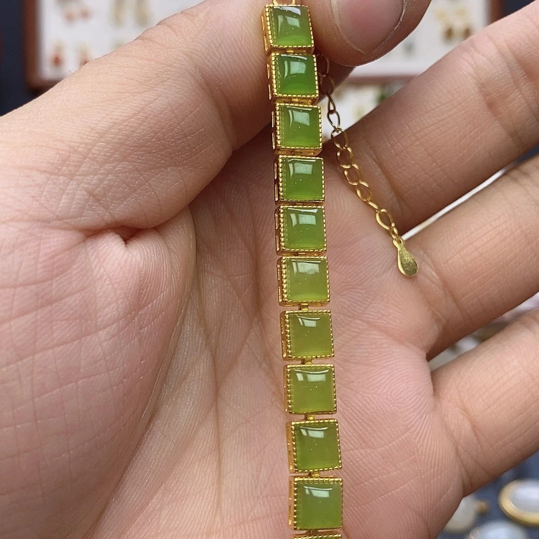 ****张手链银S925镶嵌和田玉