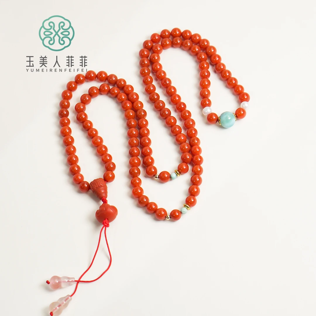 精致款~石惑珠宝~南红项链圆珠约6mm~介意勿拍