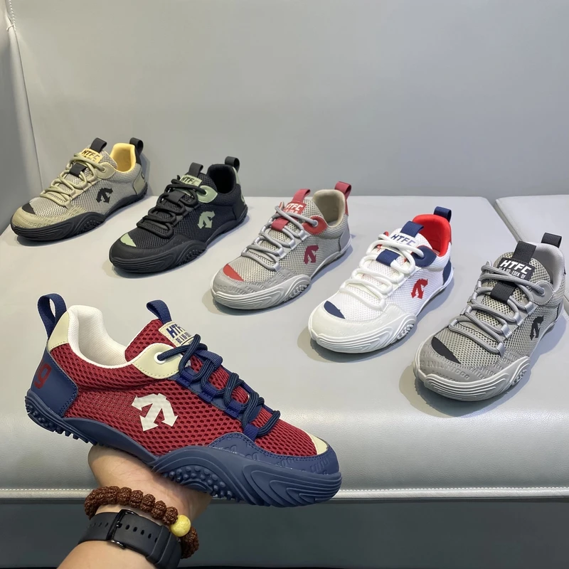 夏季新款低帮系带拼接网面透气舒适防滑软底运动鞋休闲百搭男鞋