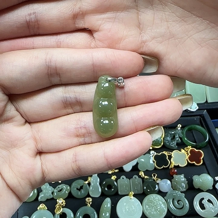 和田玉颈饰银S925镶嵌