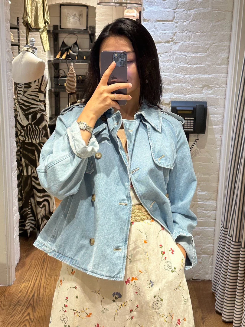 小马重工牛仔小风衣宽松版常规牛仔衣