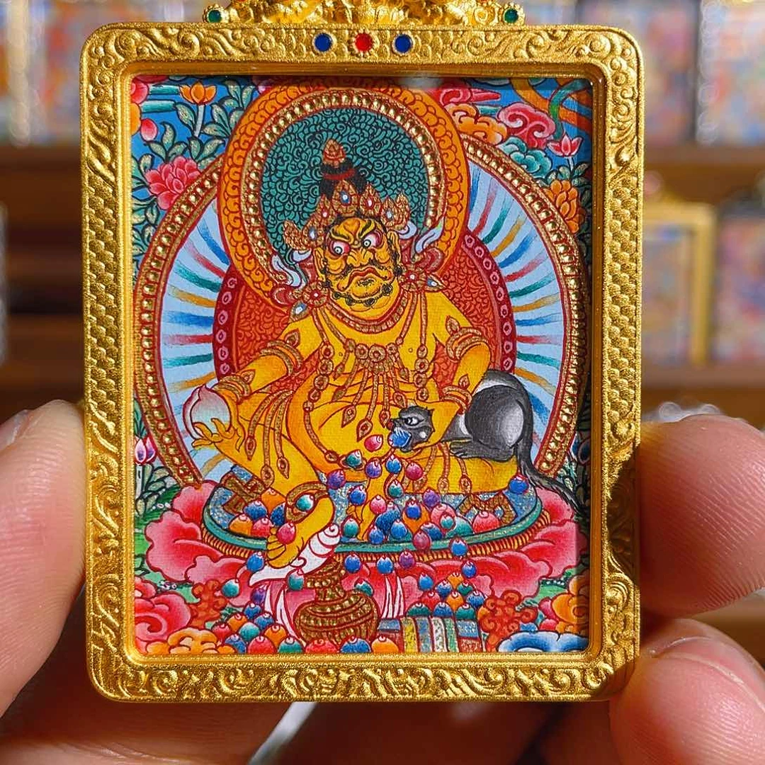 黄铜黄财神热贡小唐卡