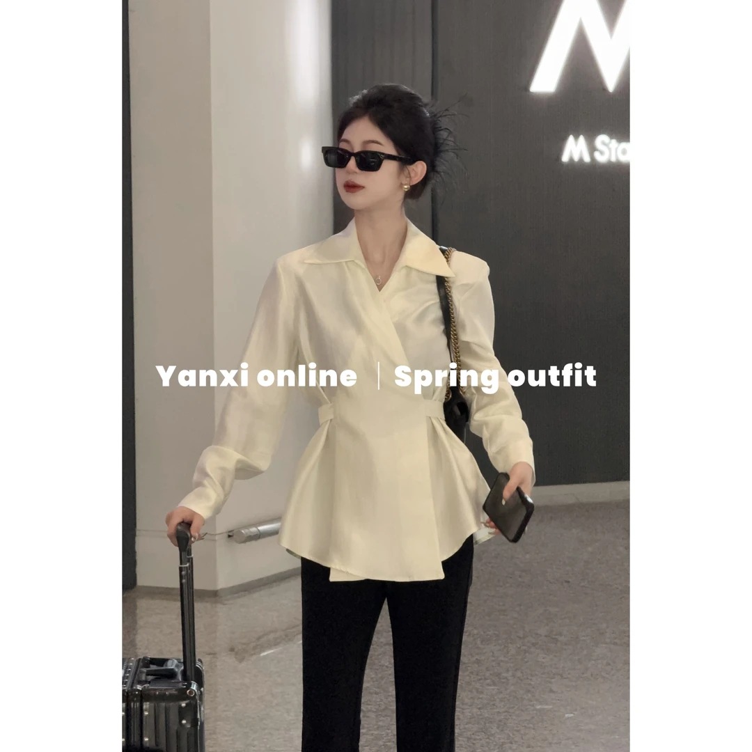 【言希】2025春装新款高级感法式收腰长袖上衣衬衫J51CS002