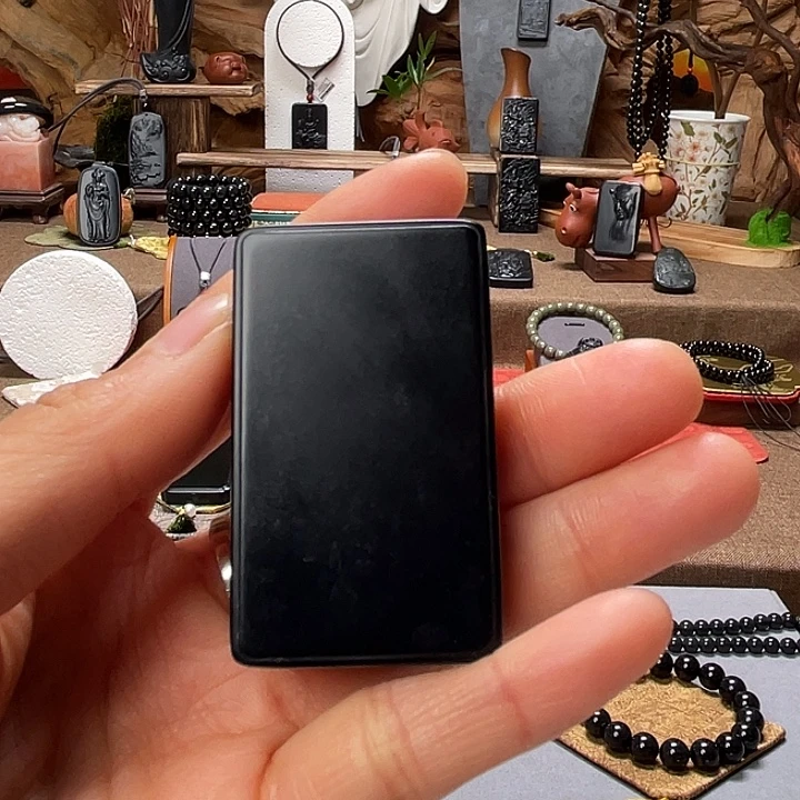 和田玉（墨玉）未镶嵌吊坠(不含链)色标料51.8克