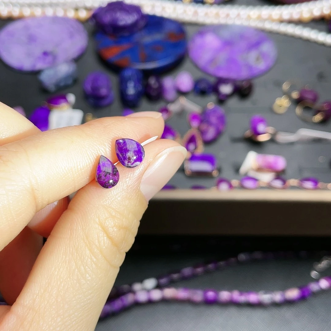 苏纪石（舒俱来）耳钉银S925镶嵌