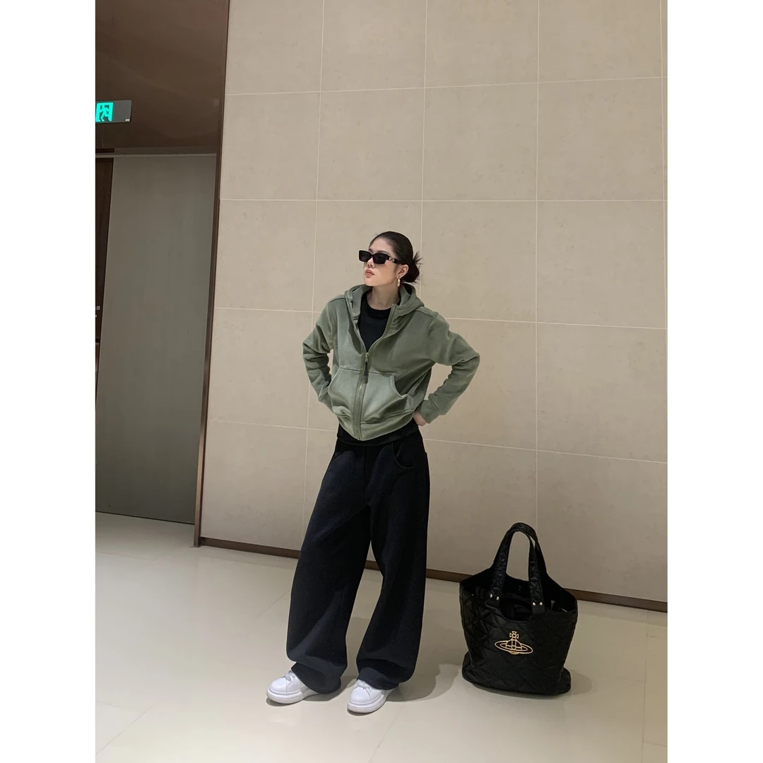 加绒加厚双面奥粒绒连帽外套女修身显瘦百搭气质休闲开衫上衣女