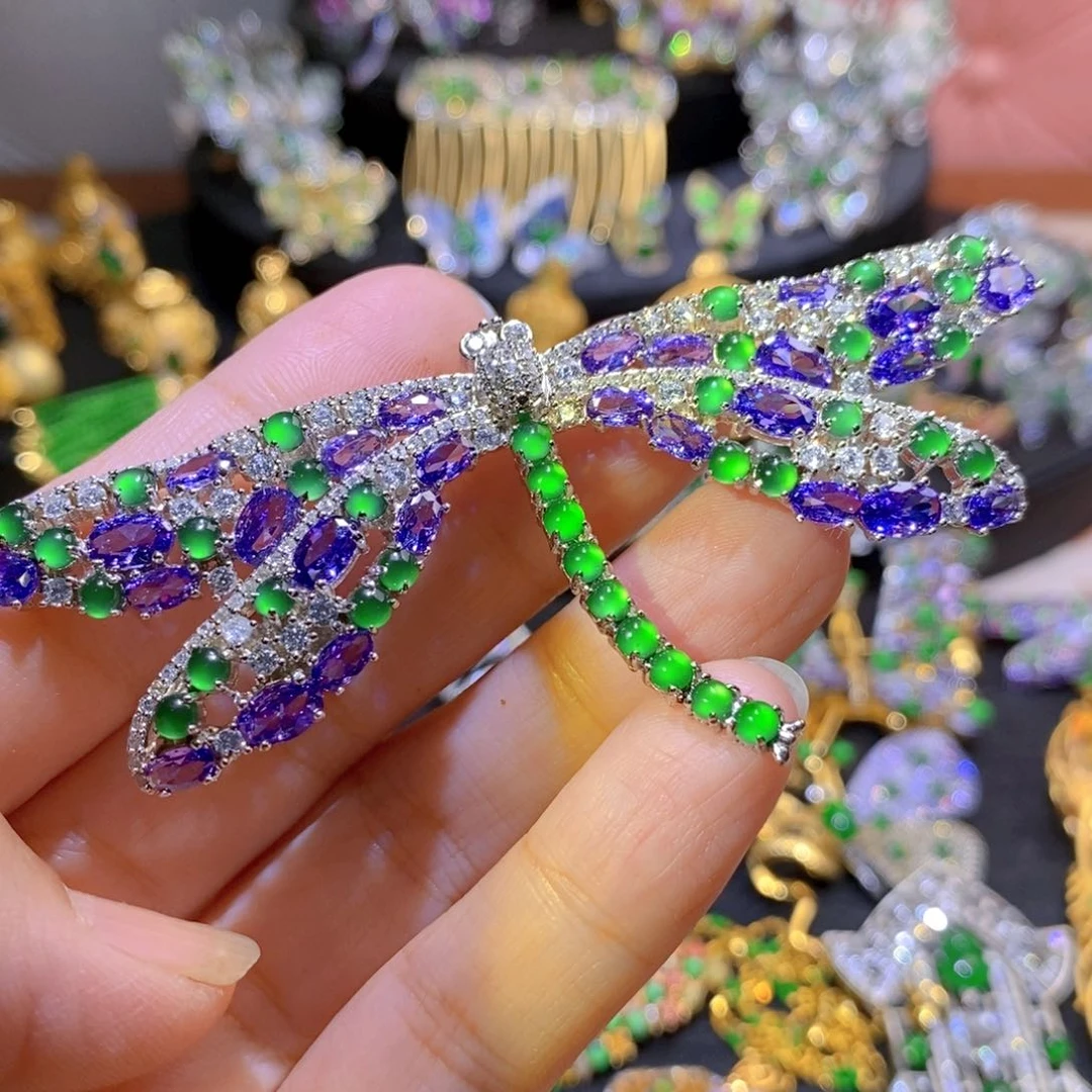 吊坠(不含链)银S925镶嵌翡翠