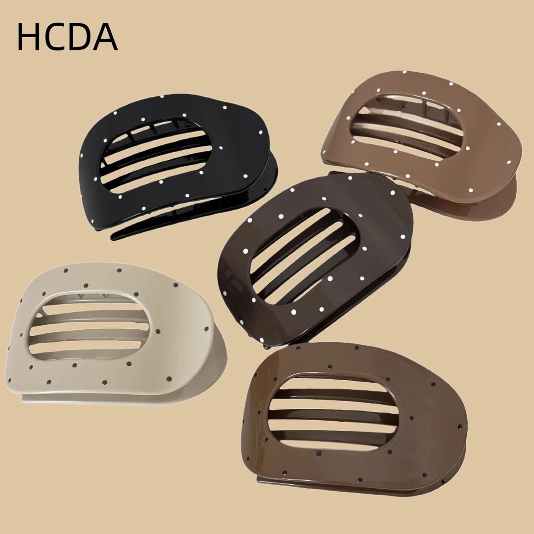 复古波点扁平发夹女后脑勺盘发不硌头抓夹贝壳夹鸭嘴夹头饰发卡秋