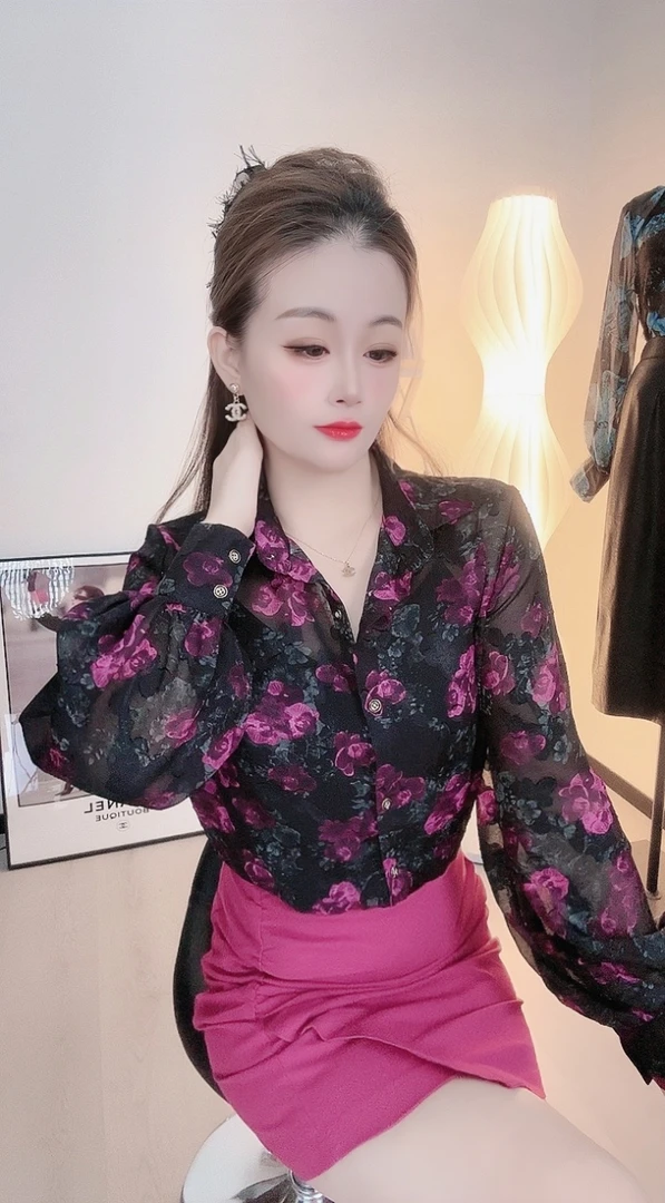 25年新款提花刺绣花朵碎花长袖气质洋气衬衫