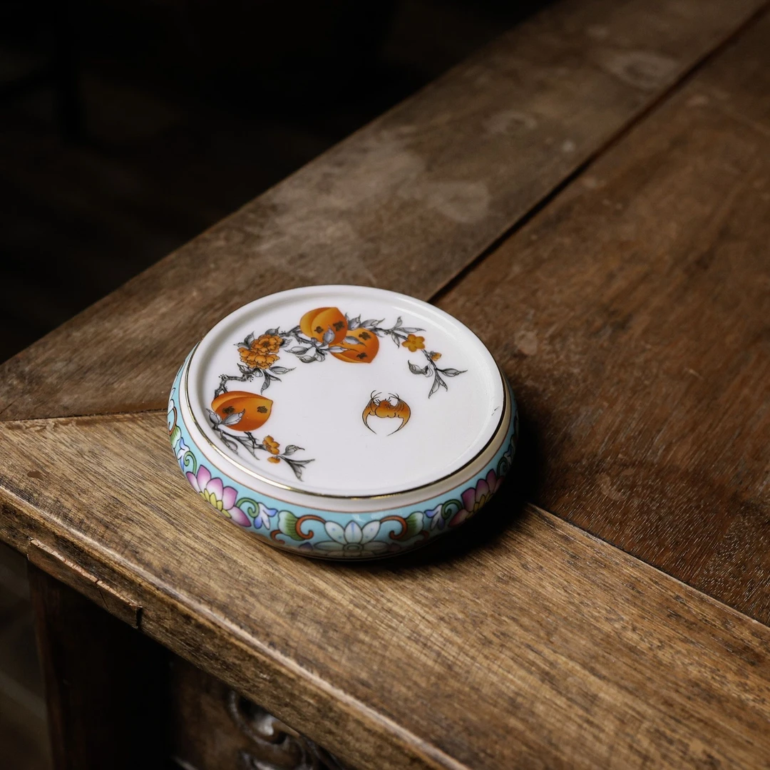 青色桃子盖置 直径8.5cm高2.5cm【福圆严选】