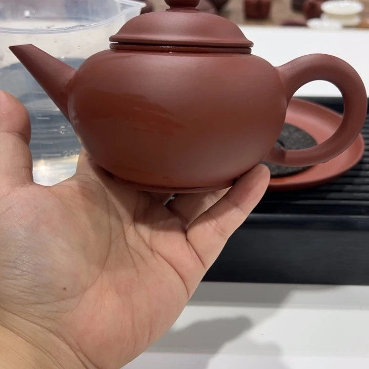 茶壶紫砂红泥310cc特制水平壶