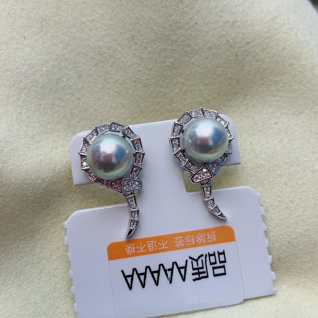 海水珍珠银S925镶嵌耳饰w34