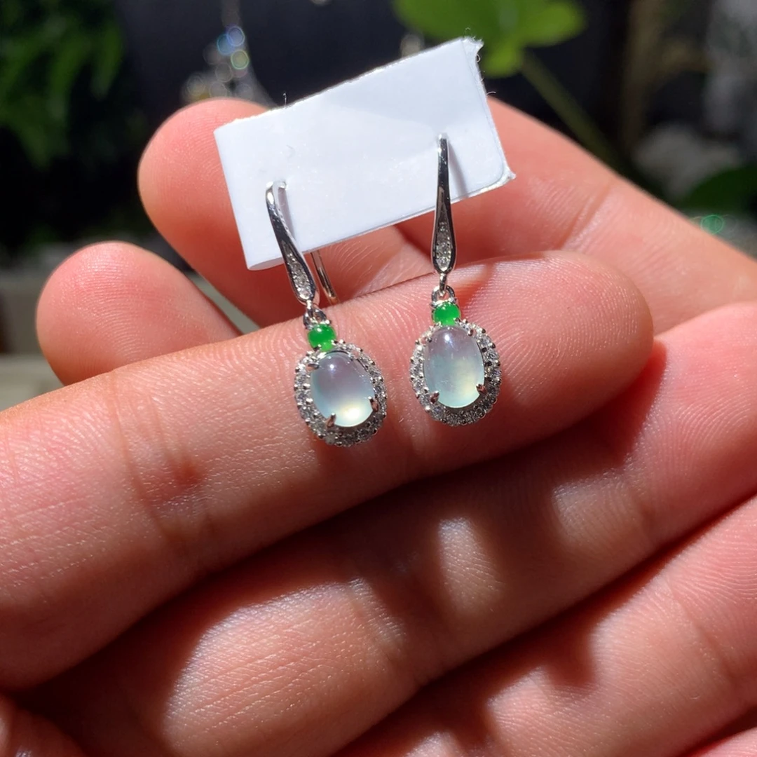 银S925镶嵌翡翠耳饰20