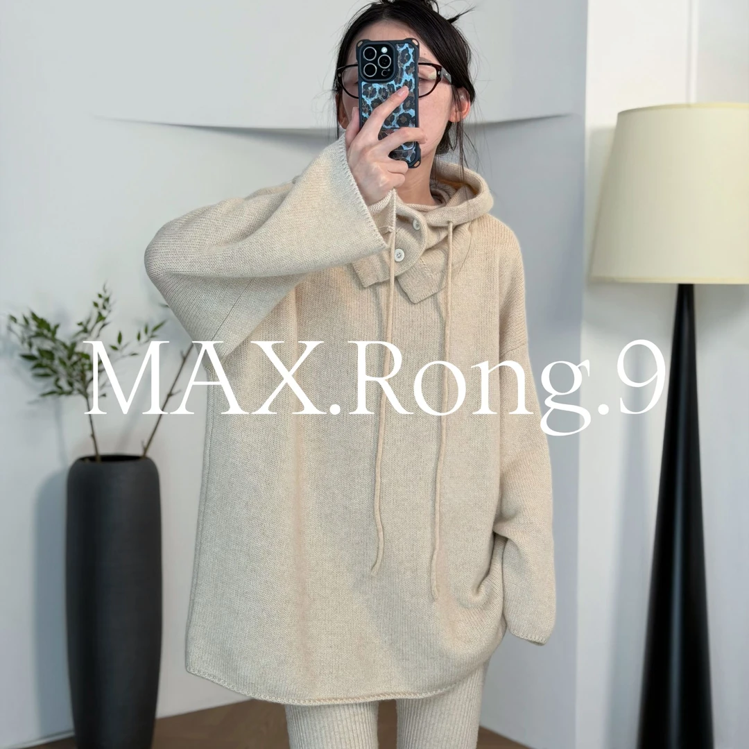 MAX.Rong.9秋冬软糯宽松套头打底衫 可拆卸装饰围脖帽 430C+150C