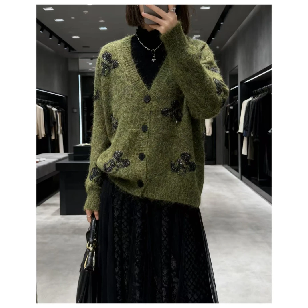 花纱羊毛马海！胸116-180长58（部分无三标介意慎拍）针织开衫 4427