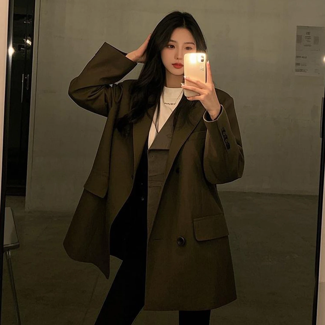 D1-（清货）女装外套时尚春秋气质休闲百搭宽松中长外套