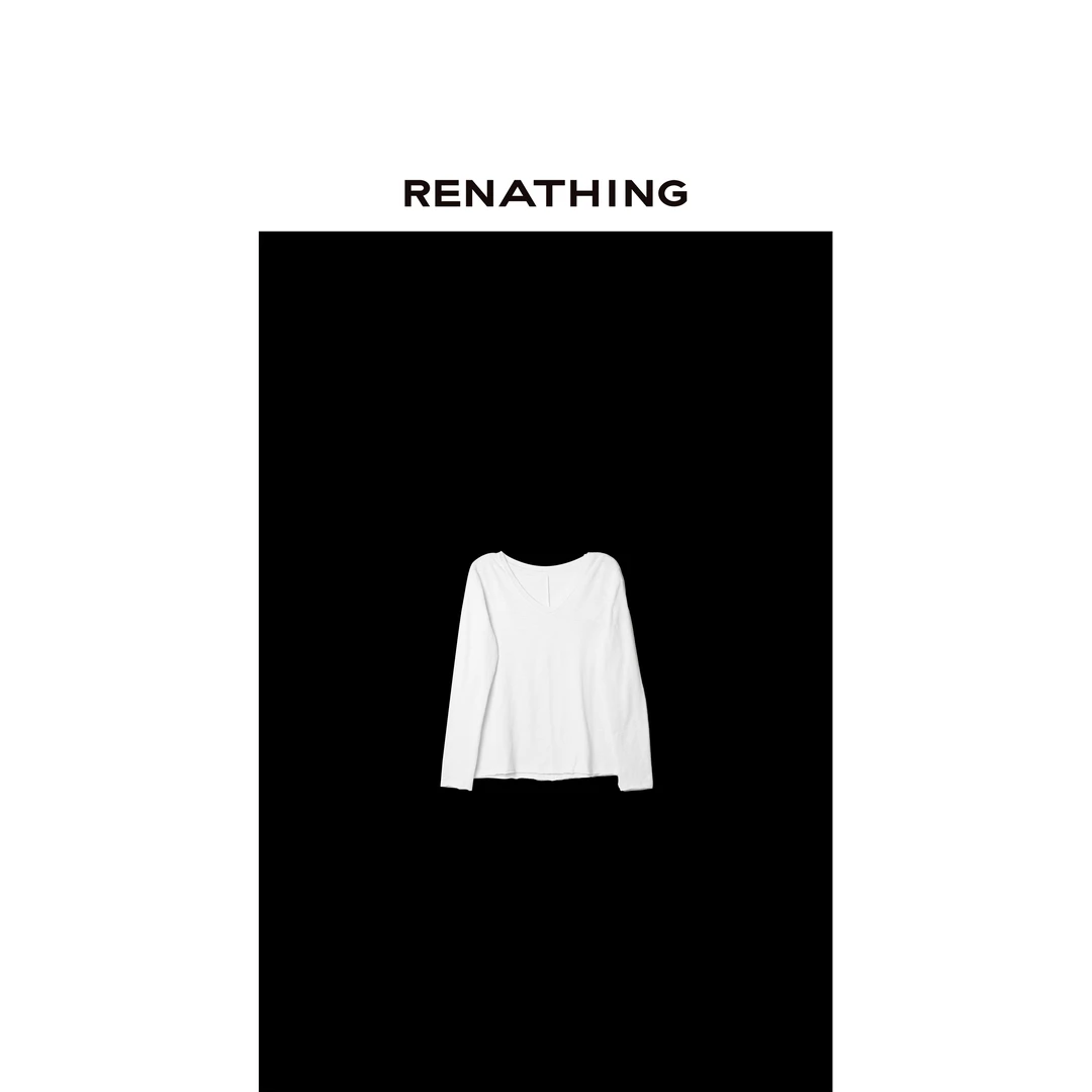 【RENATHING】慵懒V领轻薄长袖T恤