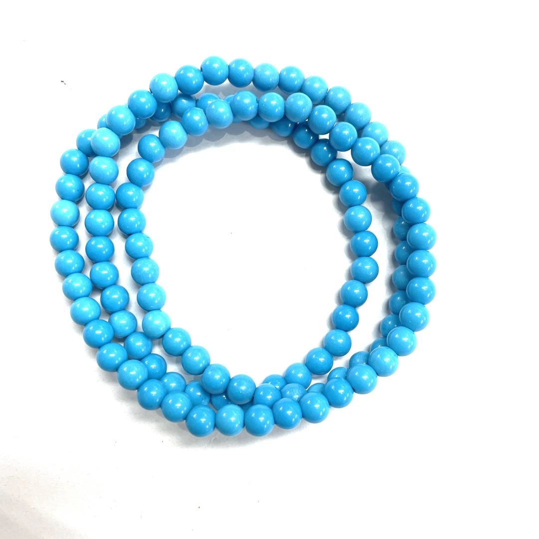242号6mm蓝色圆珠绕手三圈手链