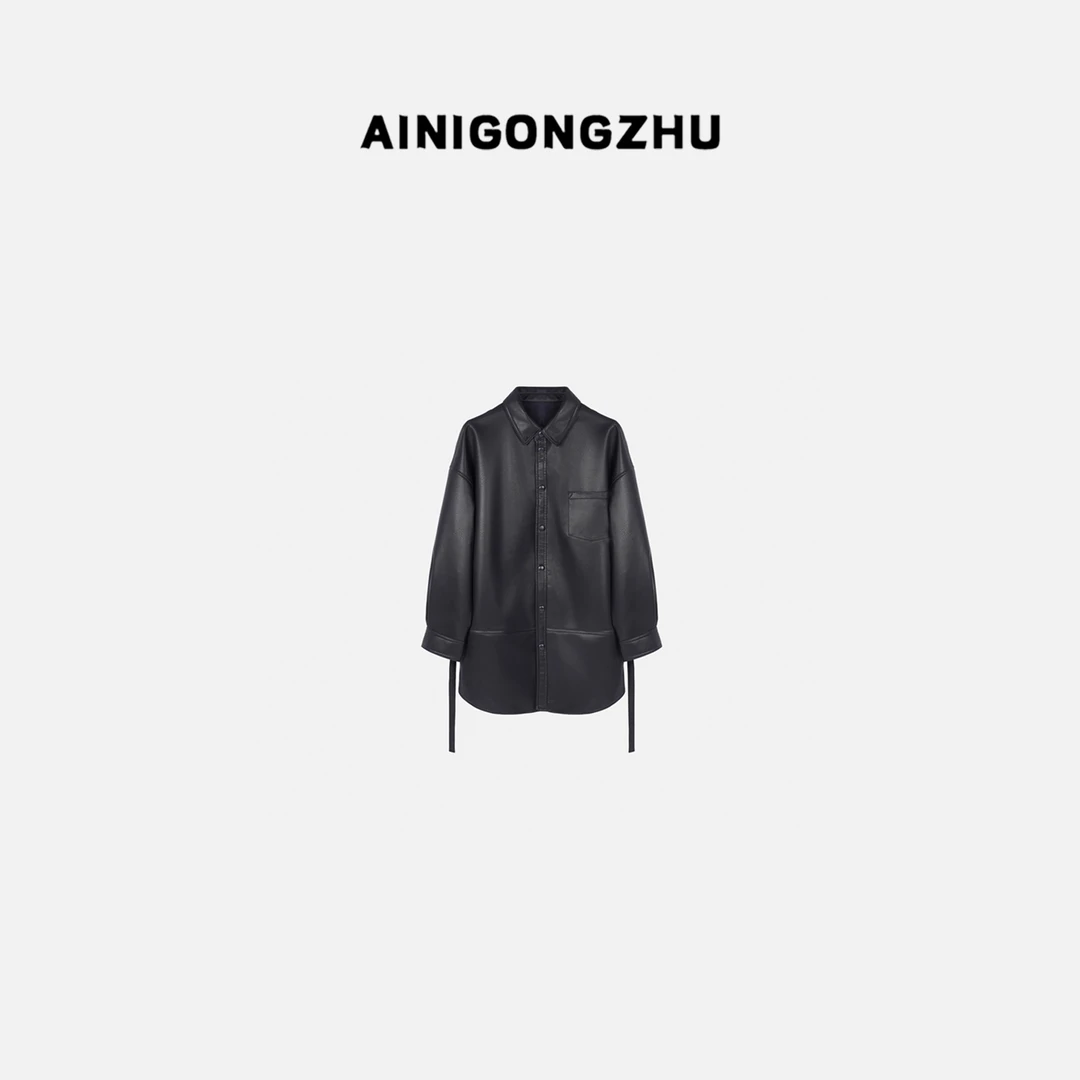 AINIGONGZHU/艾妮公主2025春季新款女中长款真皮绵羊皮外套M1127