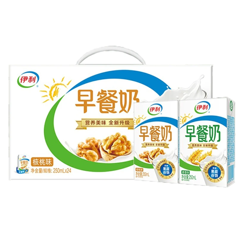 1月产伊利早餐奶麦香核桃味250ml*24盒整箱成人学生营养