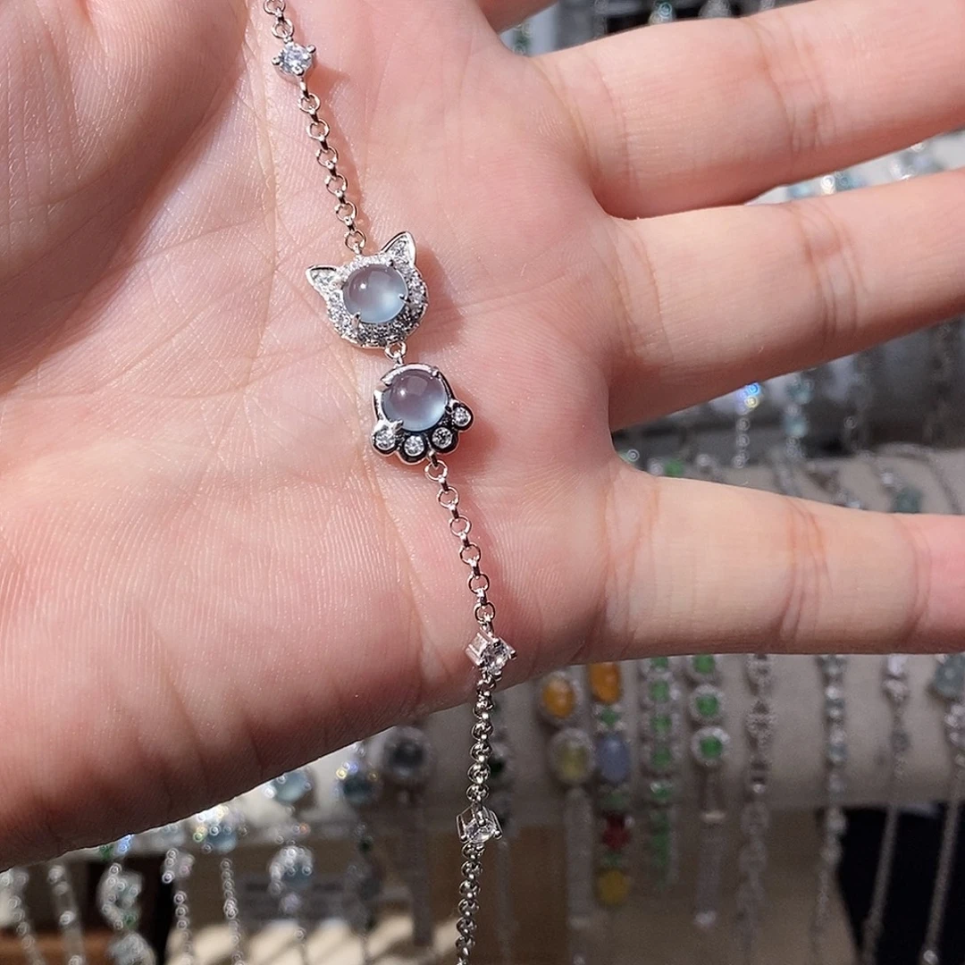 翡翠银S925镶嵌手链