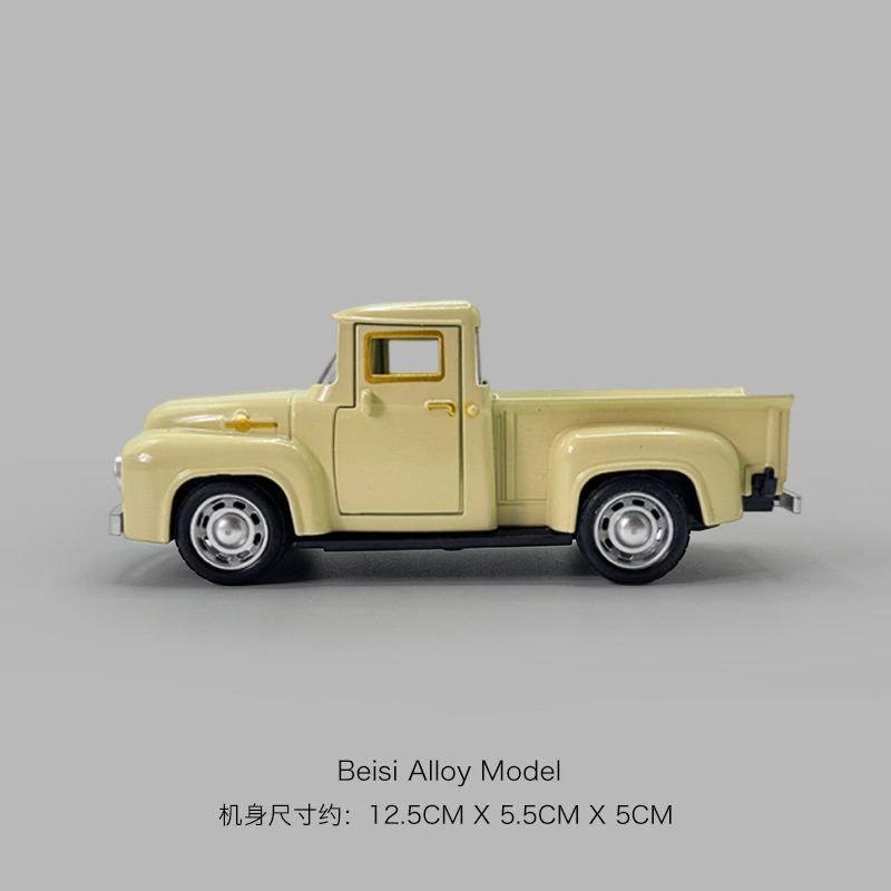 1:32复古经典老爷车皮卡合金小汽车模型仿真儿童车模工程车玩具