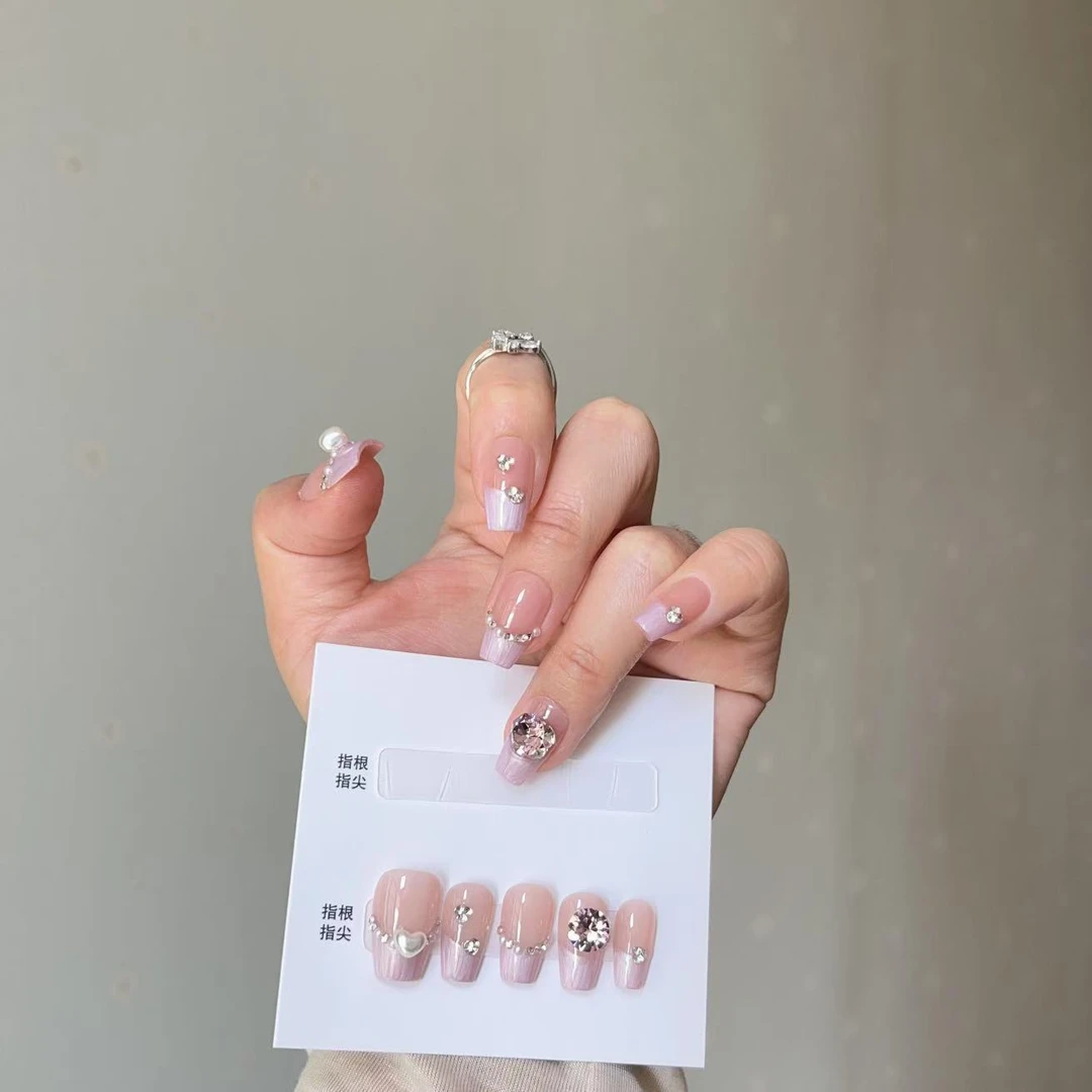 【华子33】保真施华洛纯手工穿戴甲显白美甲甲片网红指甲贴片中长款