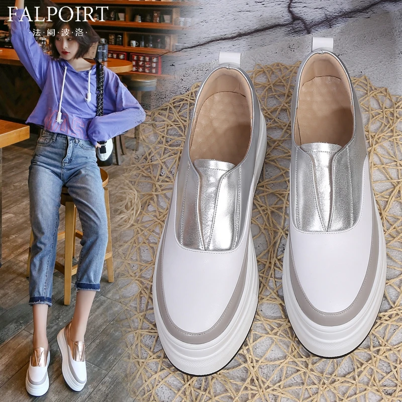 FALPOIRT松糕厚底乐福鞋女真皮一脚蹬单鞋秋季休闲百搭网红懒人鞋