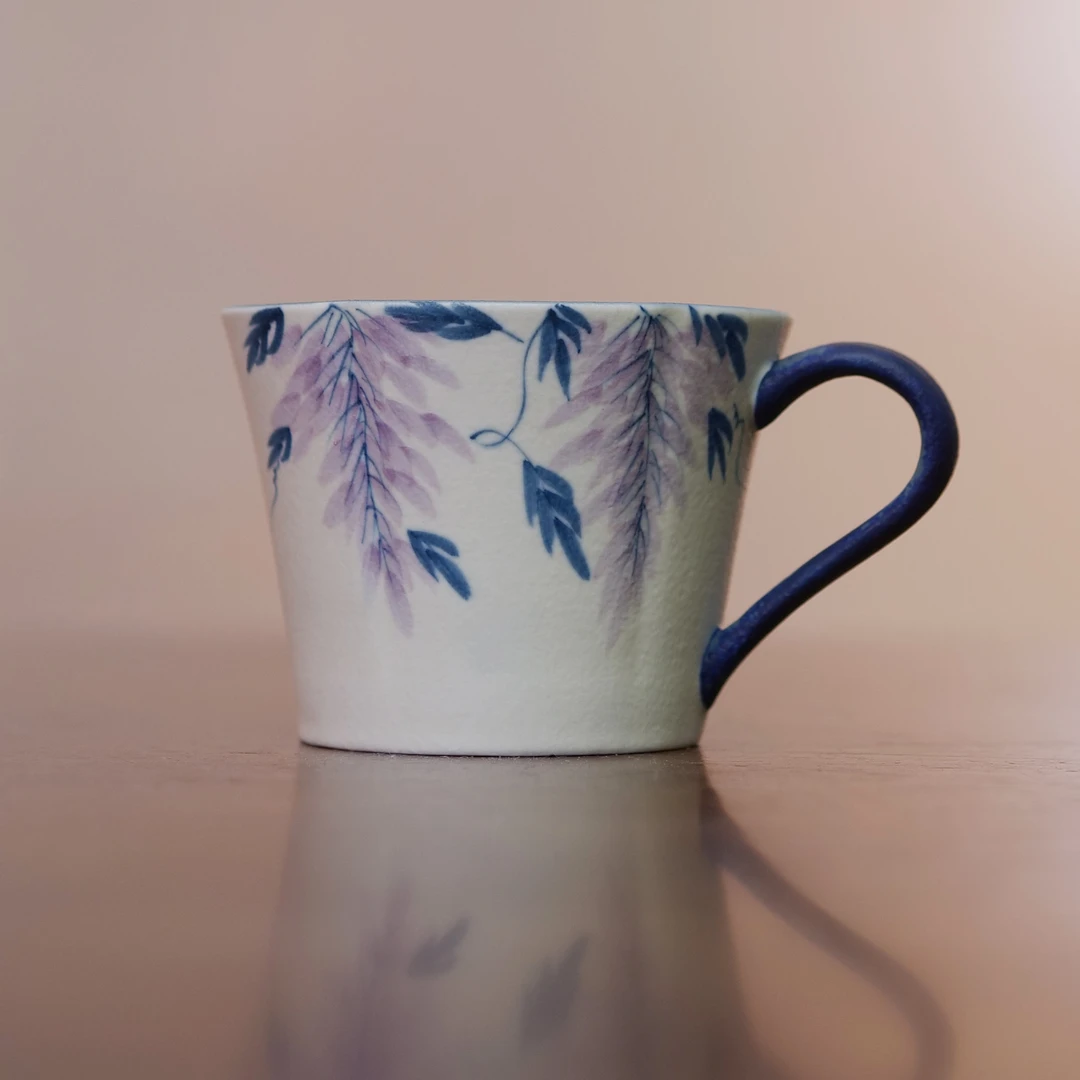 手绘紫藤花-茶咖杯@2647