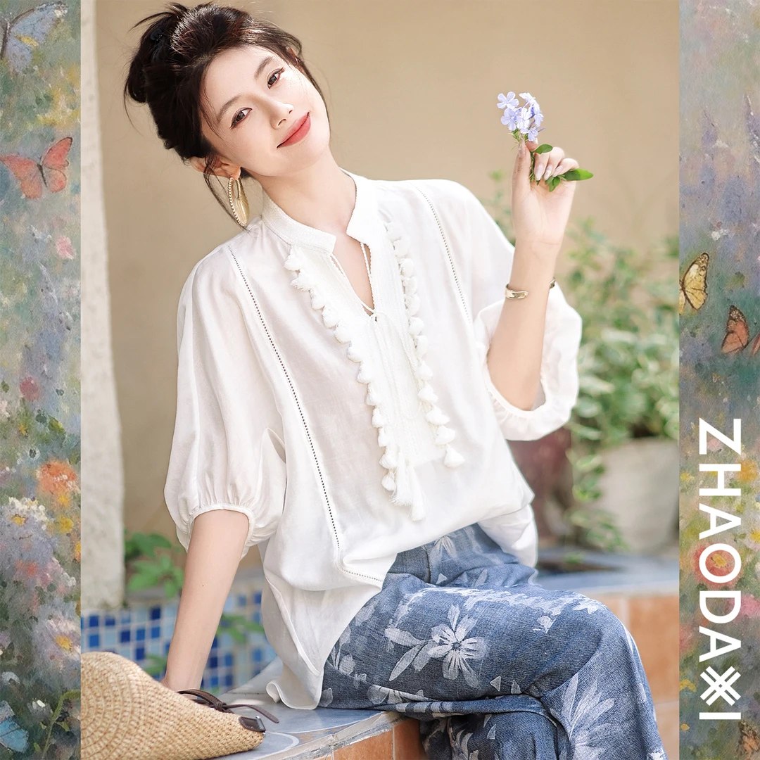 【赵大喜】Molly.小衫 | 真si人si V领/流苏绑带 镂空设计