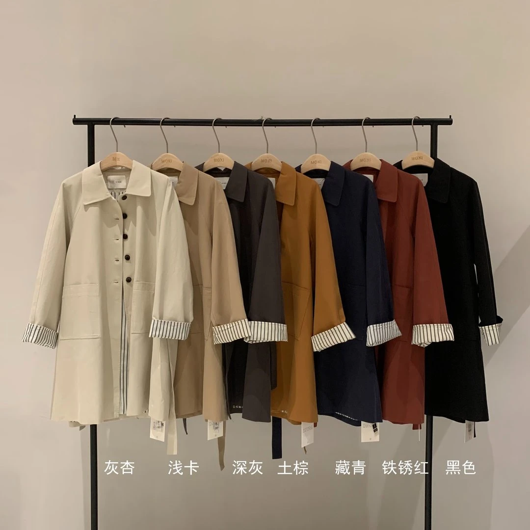 中长款宽松型网红长款风衣薄款外套女翻领女装秋季