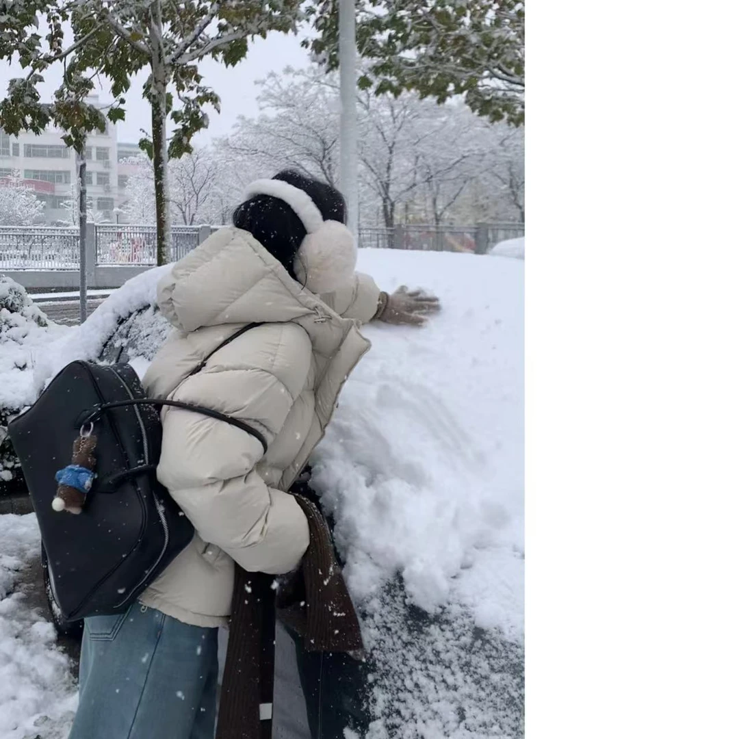 【鹅老板】冬日雪宝｜新国标90白鸭绒短款连帽羽绒服