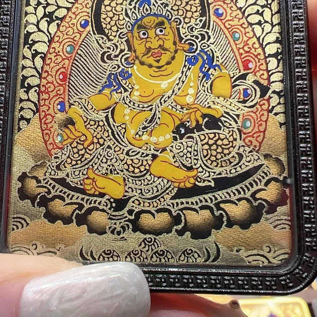 吊坠全手绘热贡唐卡黄财神