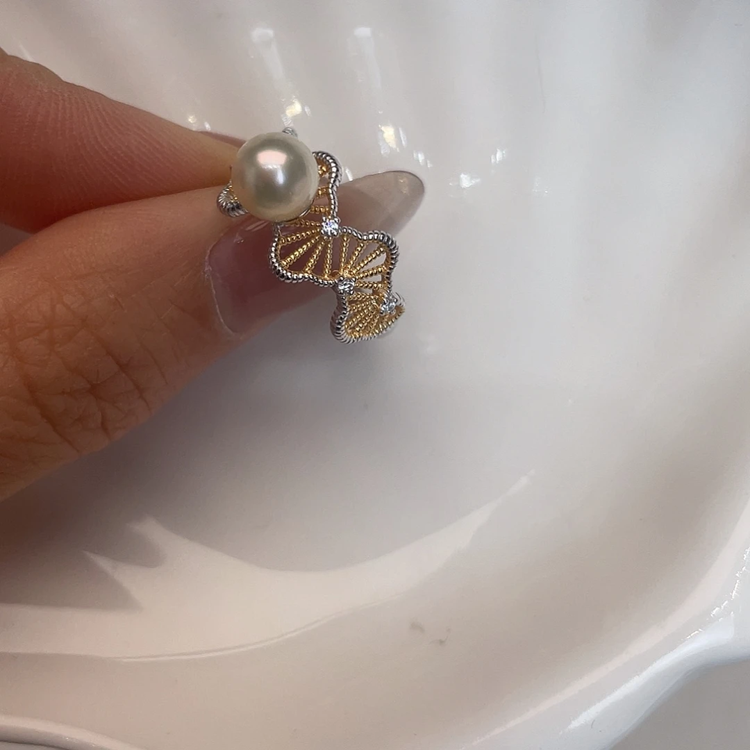 银S925镶嵌戒指海水珍珠