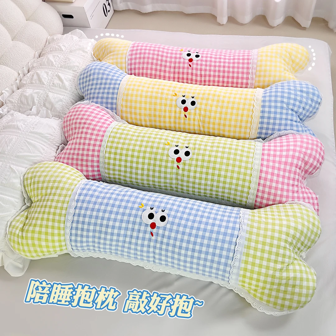 夏季可爱泡泡纱多巴胺长条抱枕靠枕独立内胆可拆洗靠垫人体工学枕