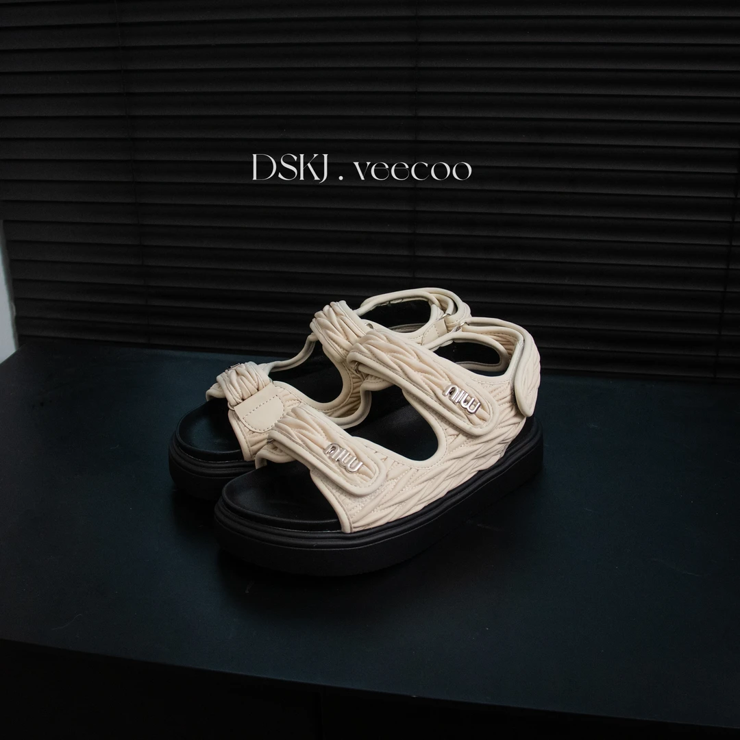 1866松糕跟胶粘鞋魔术贴中帮罗马凉鞋厚底防滑露趾软底ins舒适